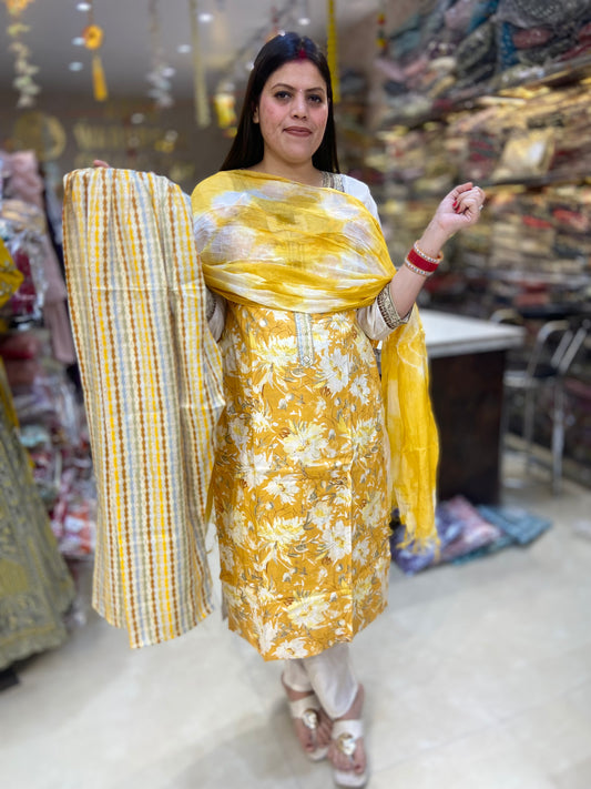 YELLOW PURE COTTON SUIT