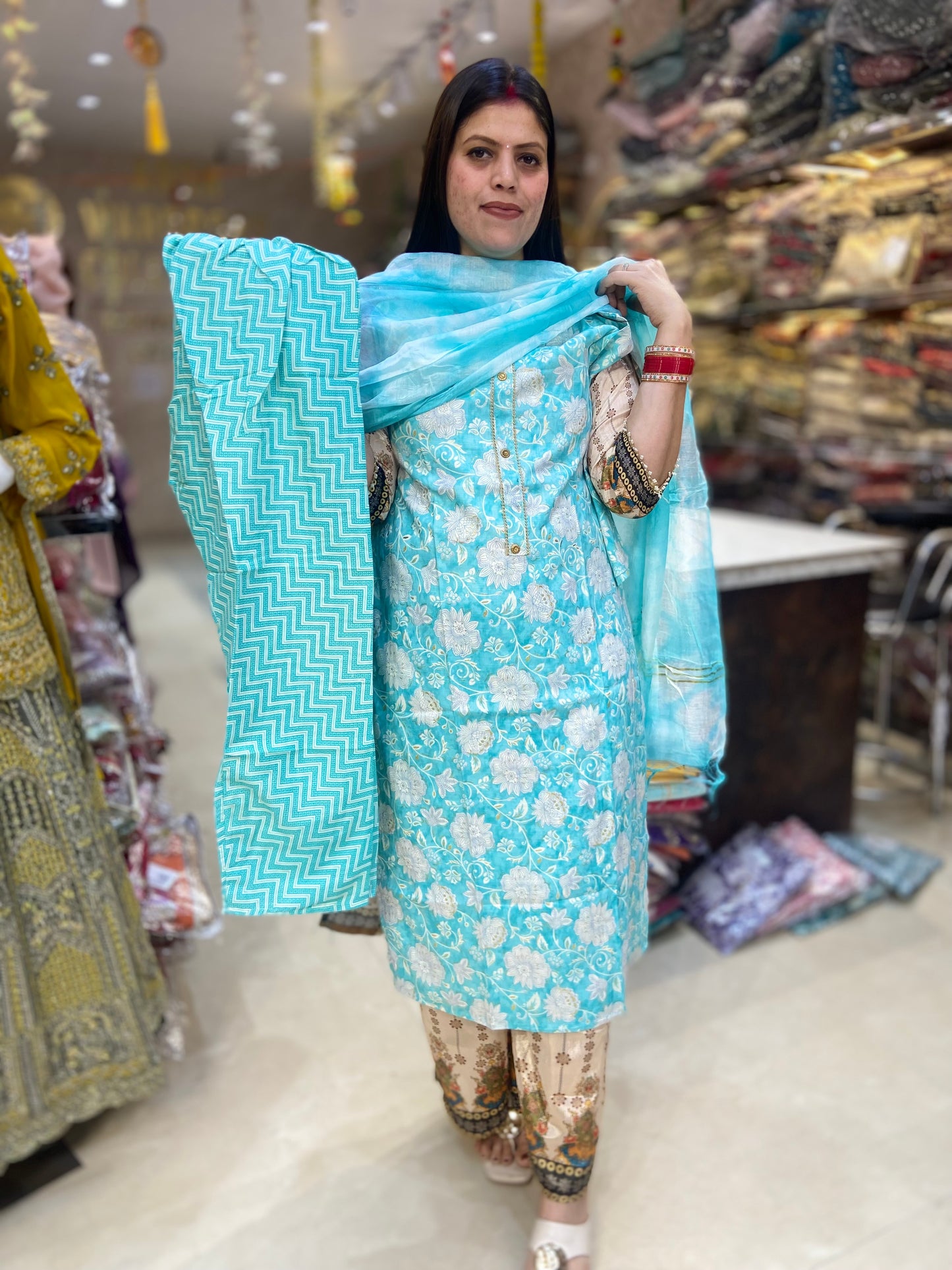 PURE COTTON FLORAL DESIGN SUIT