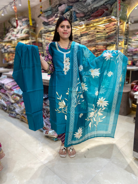 THREAD WORK PLUS SIZE COTTON SUIT