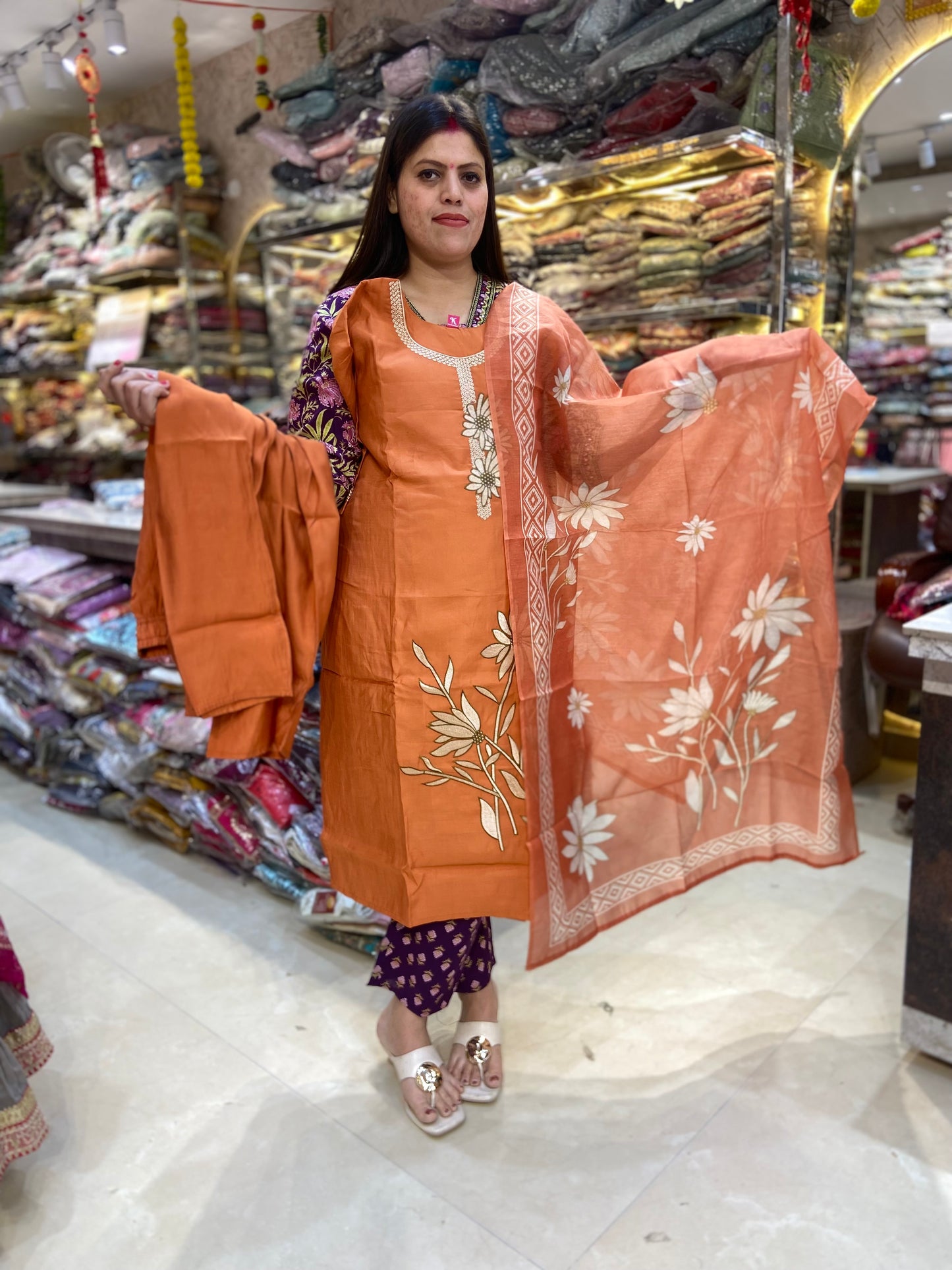 THREAD WORK PLUS SIZE COTTON SUIT