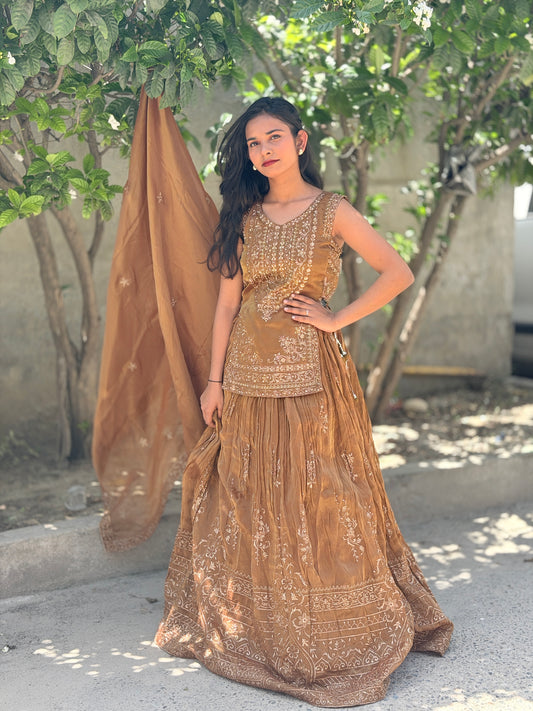GOLDEN PREMIUM DESIGNER LEHENGA