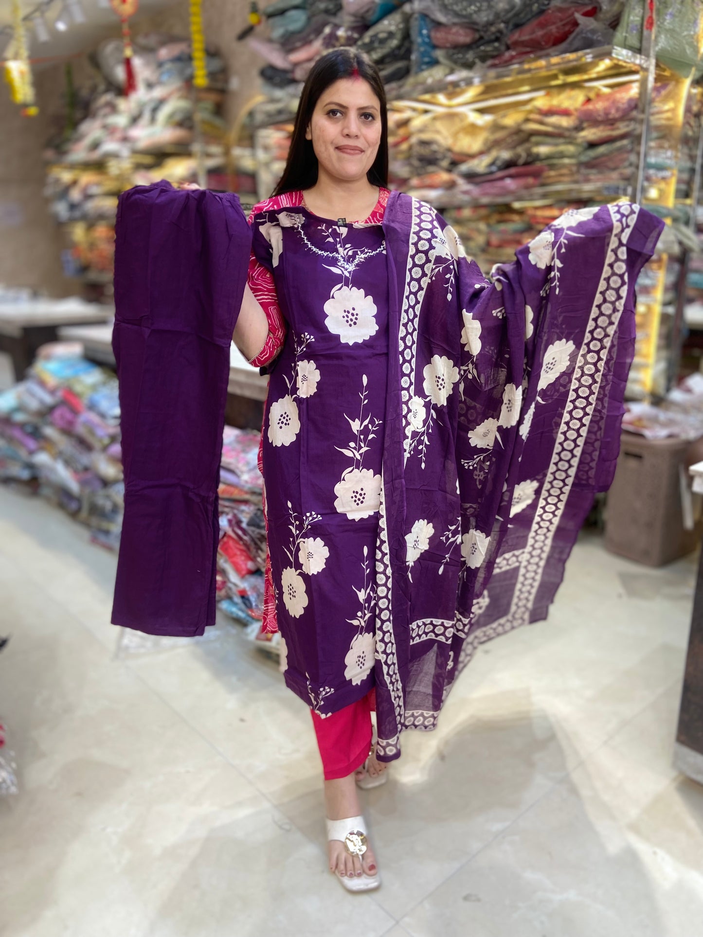 Pure Cotton Plus Size Straight Suit