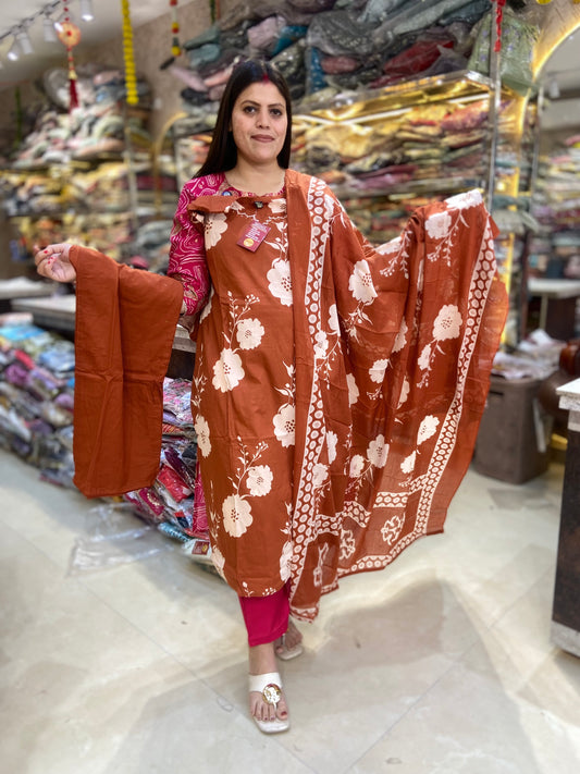 Pure Cotton Plus Size Straight Suit