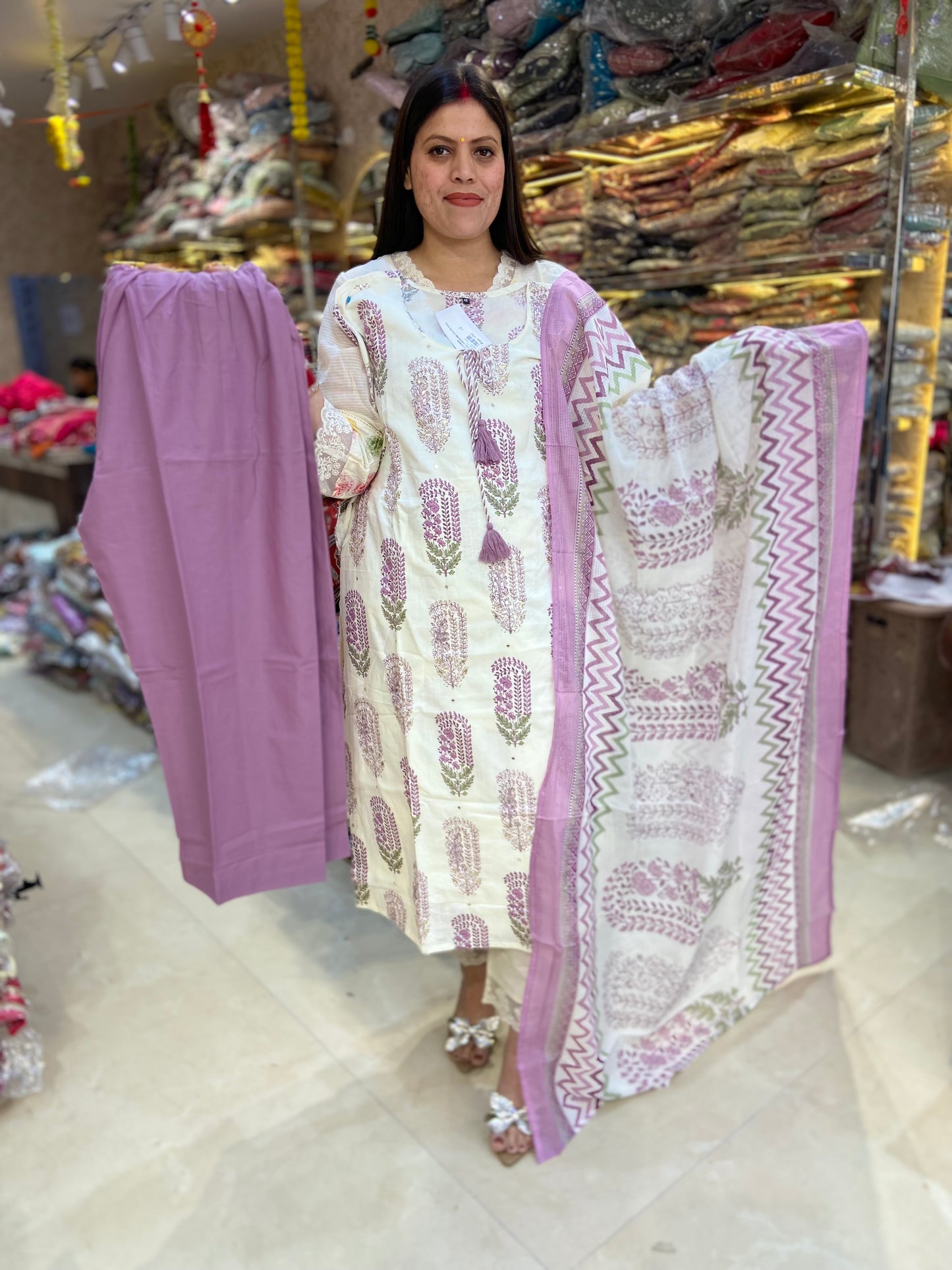 PURE MAL COTTON GOTA PATI DESIGN MIRROR WORK SUIT