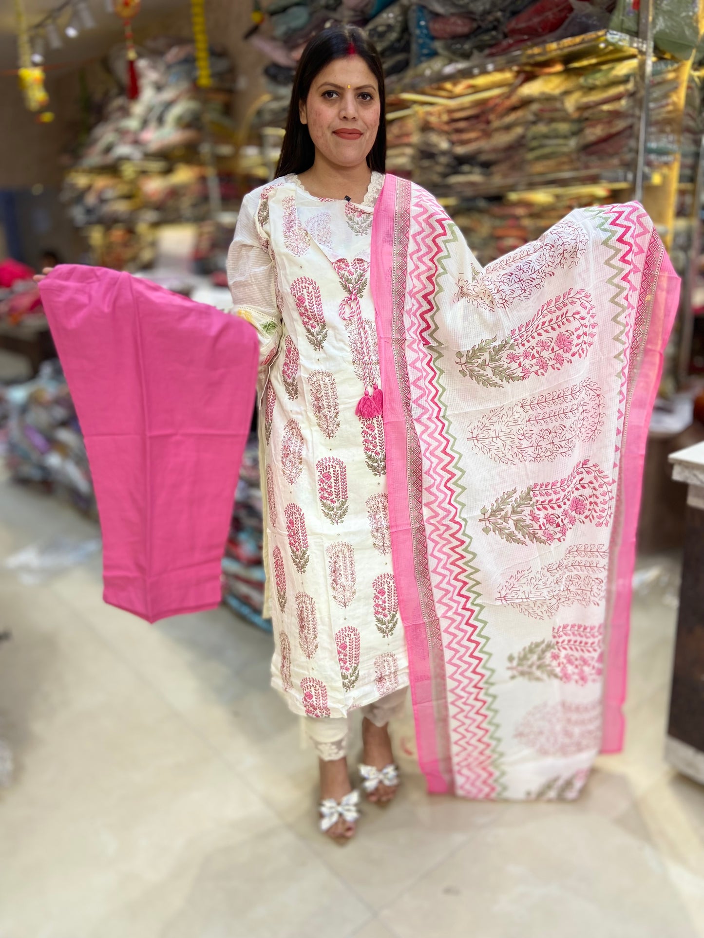 PURE MAL COTTON GOTA PATI DESIGN MIRROR WORK SUIT