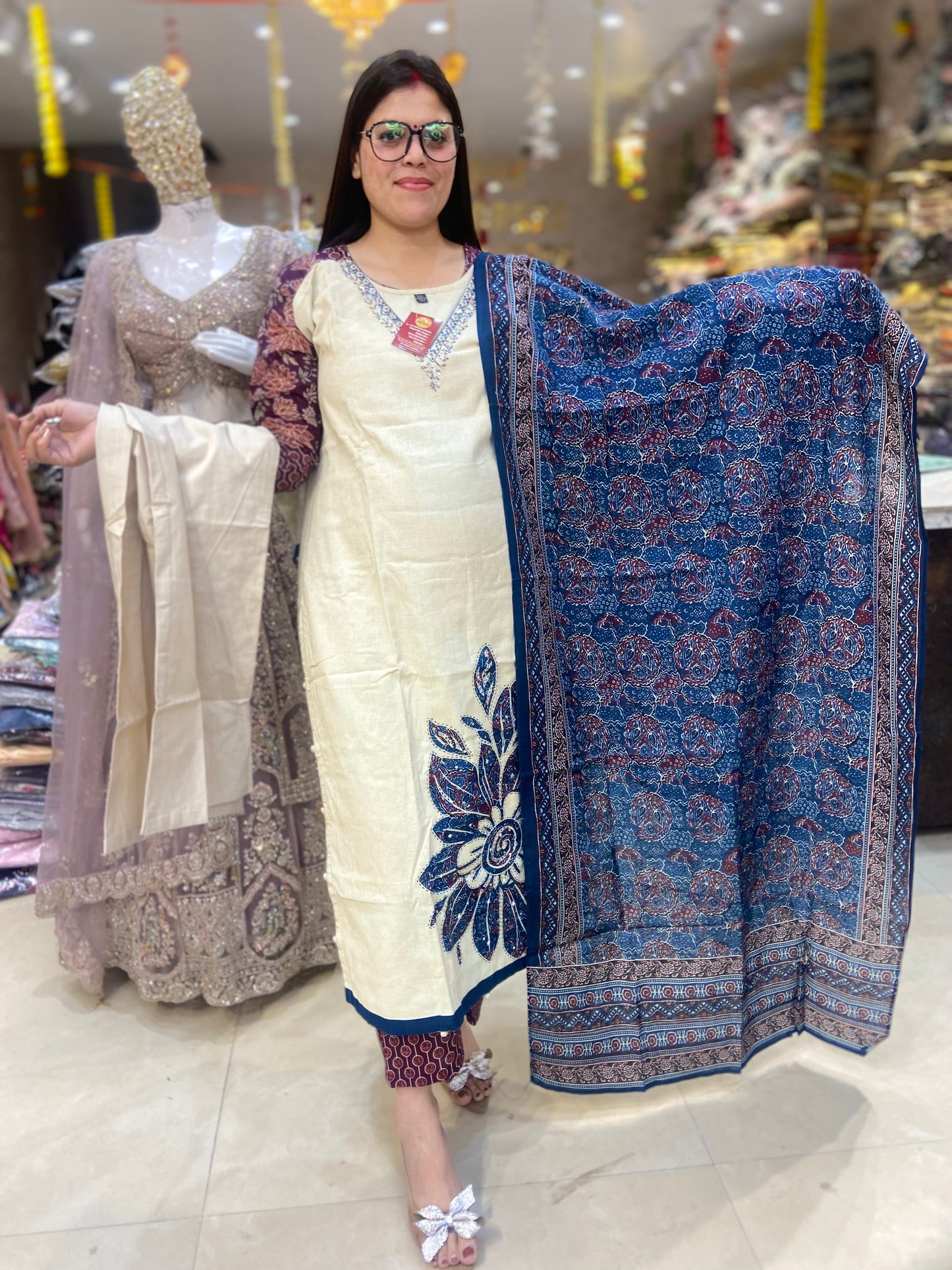 PURE KHADI COTTON BEAUTIFUL DUPPTA SUIT