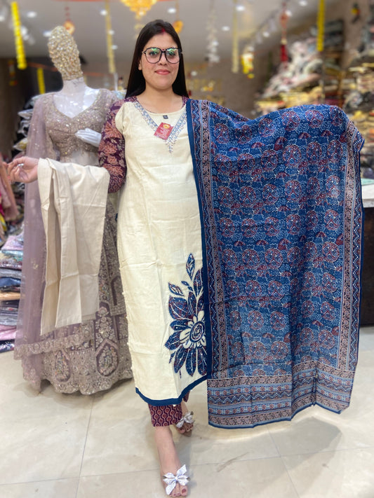 PURE KHADI COTTON BEAUTIFUL DUPPTA SUIT