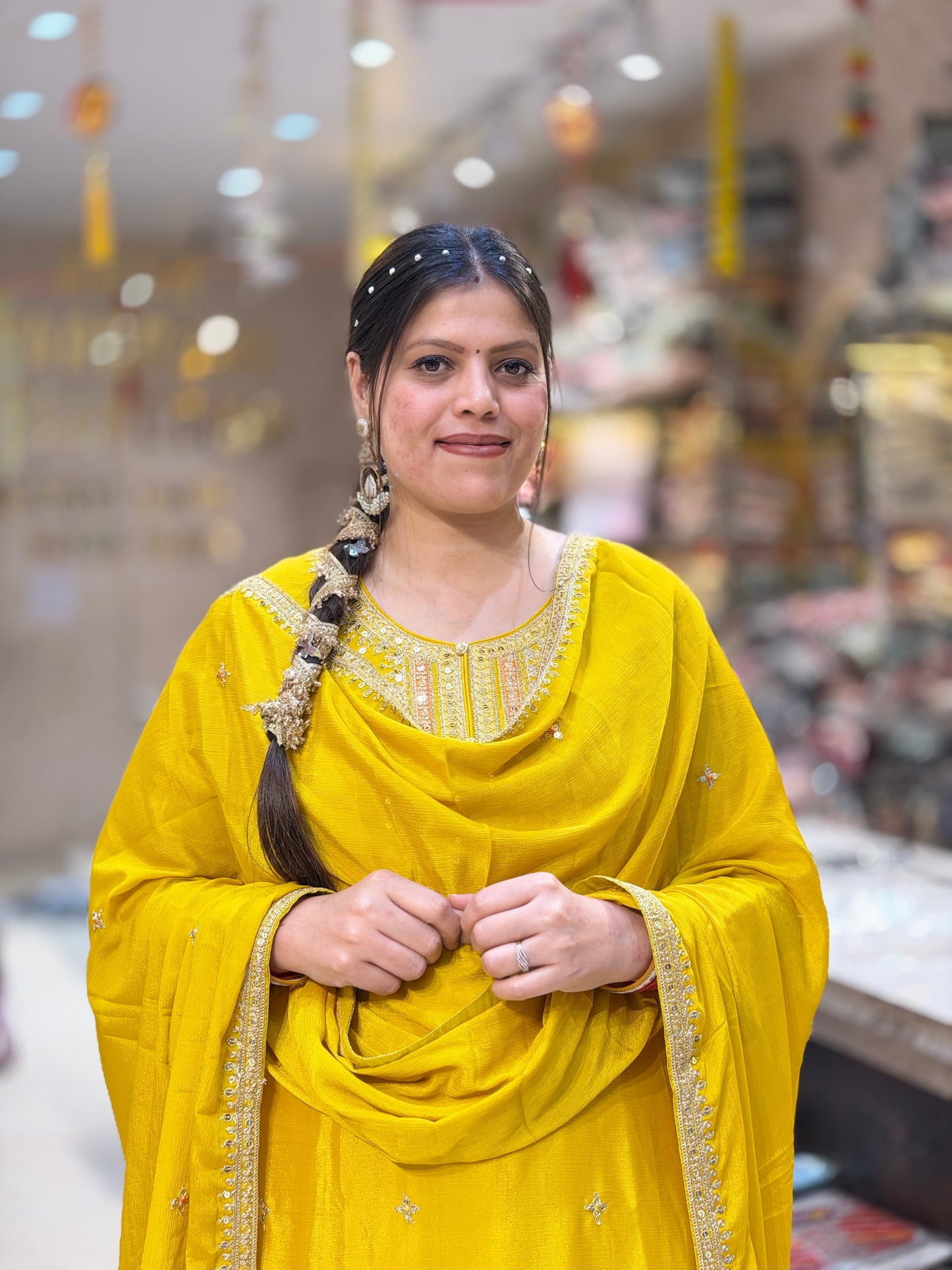 YELLOW PARTY WEAR FARSHI SALWAR DESIGN SUIT