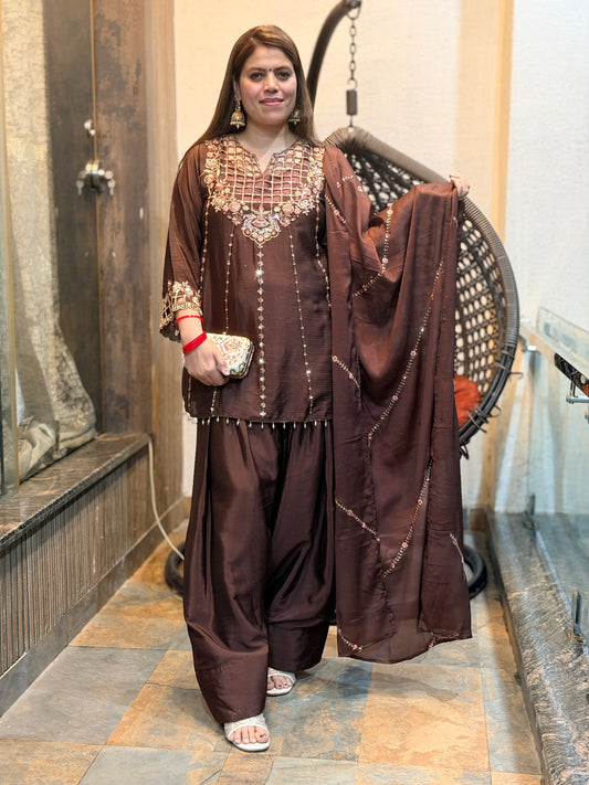 PREMIUM NECK DESIGN PERAL WORK FARSHI SALWAR SUIT
