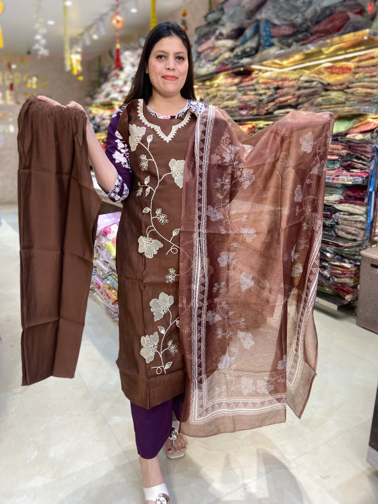 PURE COTTON FULL EMBROIDED AND THREAD WORK SUIT