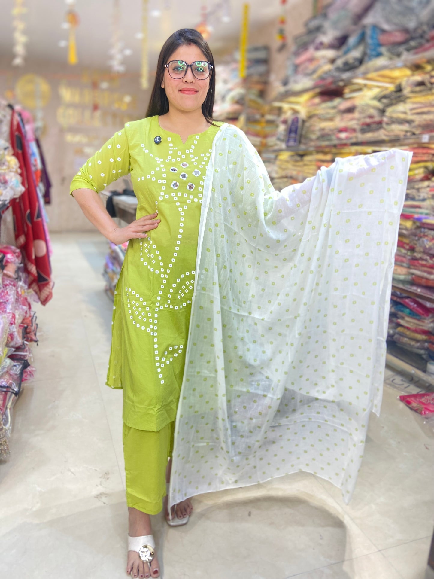 PURE COTTON MIRROR WORK DESIGN SUIT