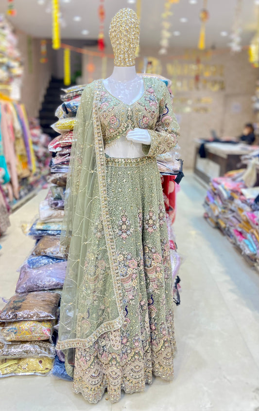 BABY PINKL DREAM BRIDAL LEHNGA WITH ZARI STONE WORK AND MIRROR WORK
