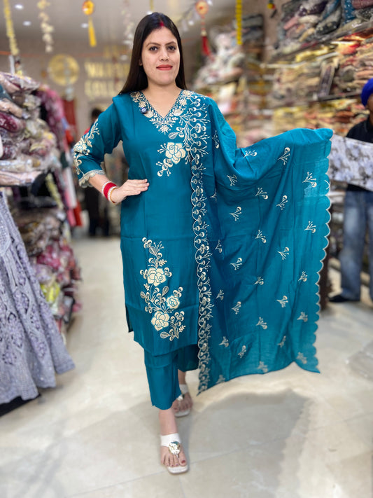 PARTY WEAR GOLDEN THREAD WORK SUIT