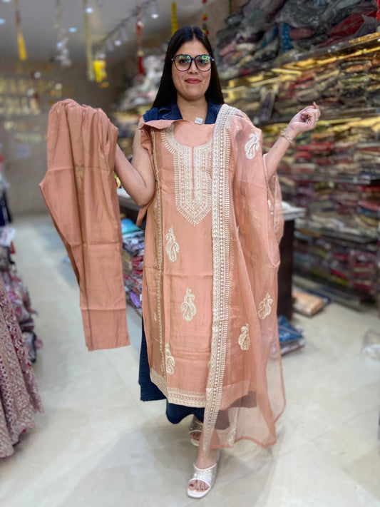 PARTY WEAR RUSHIAN SILK SIPI WORK SUIT
