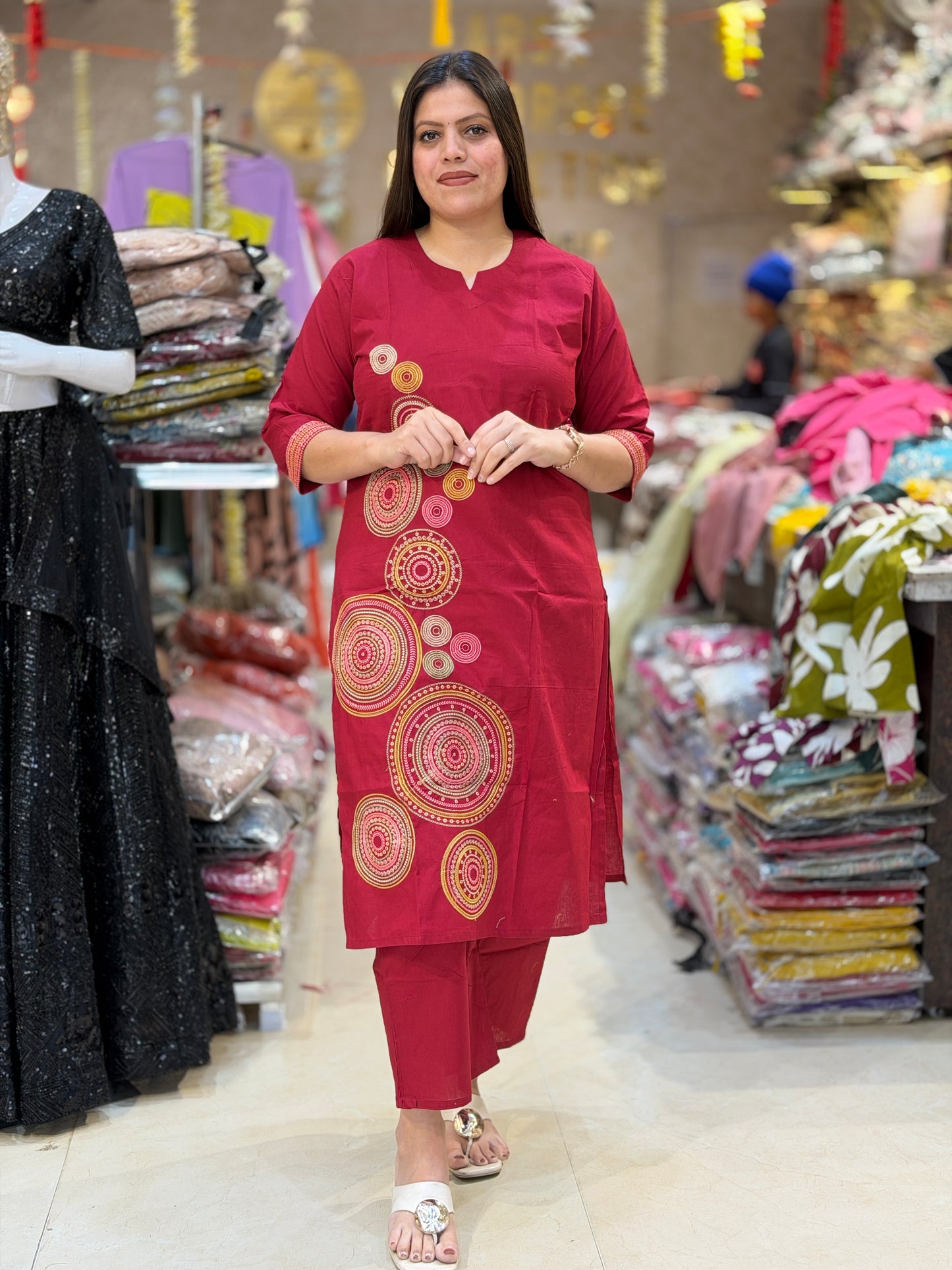 PURE DABBU COTTON CIRCLE DESIGN THREAD WORK CORDSET