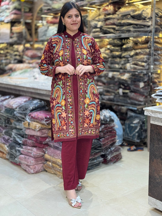 MULTI COLOURED THREAD WORK JACKET DESIGN CORDSET