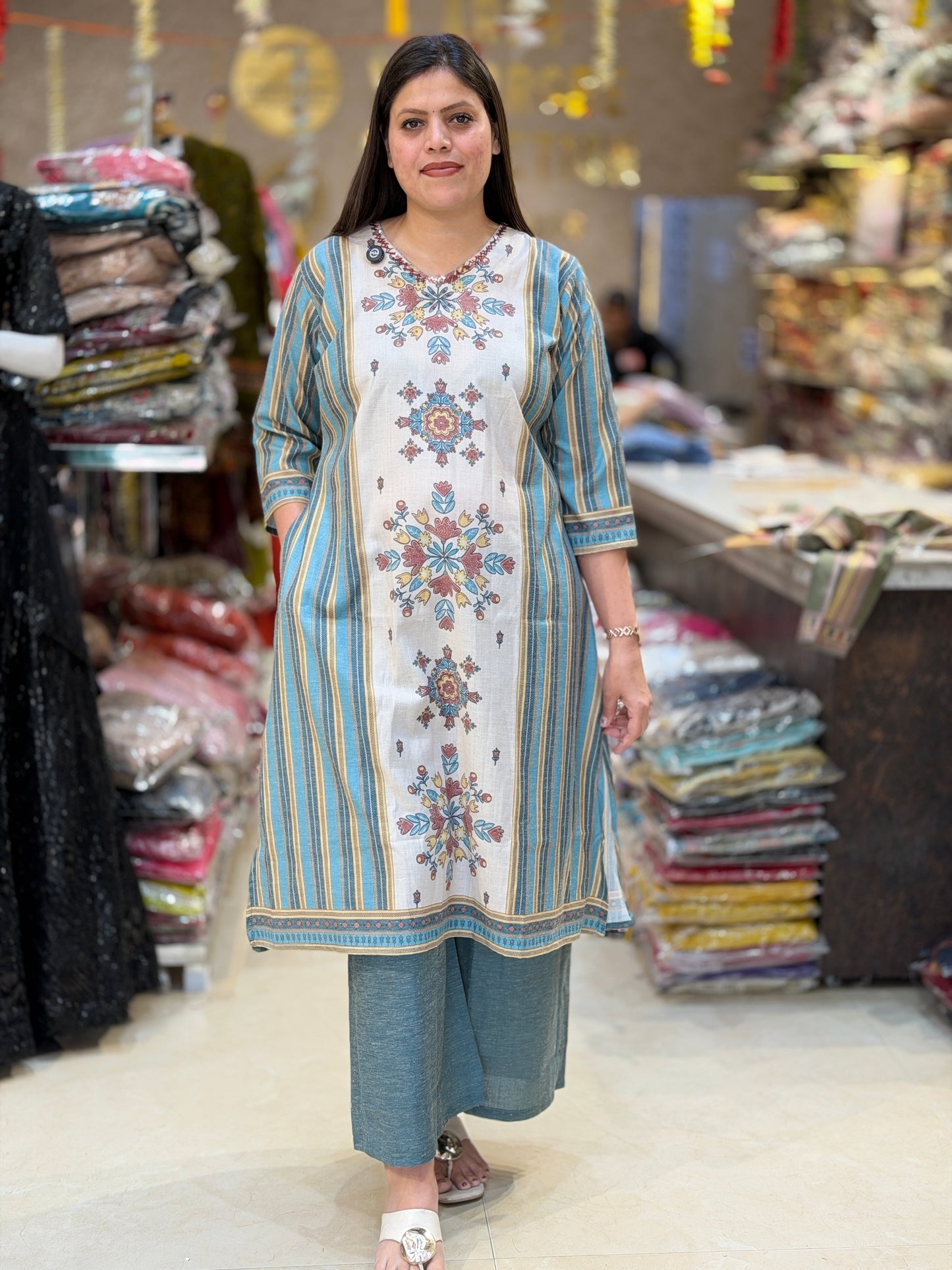PURE KHADI COTTON PLUS SIZE LONG CORDSET