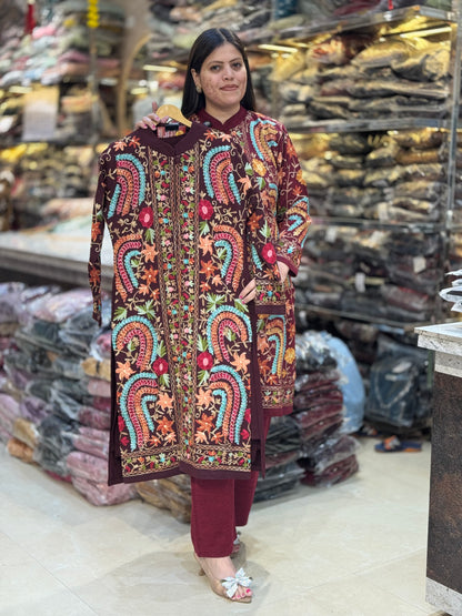 MULTI COLOURED THREAD WORK JACKET DESIGN CORDSET