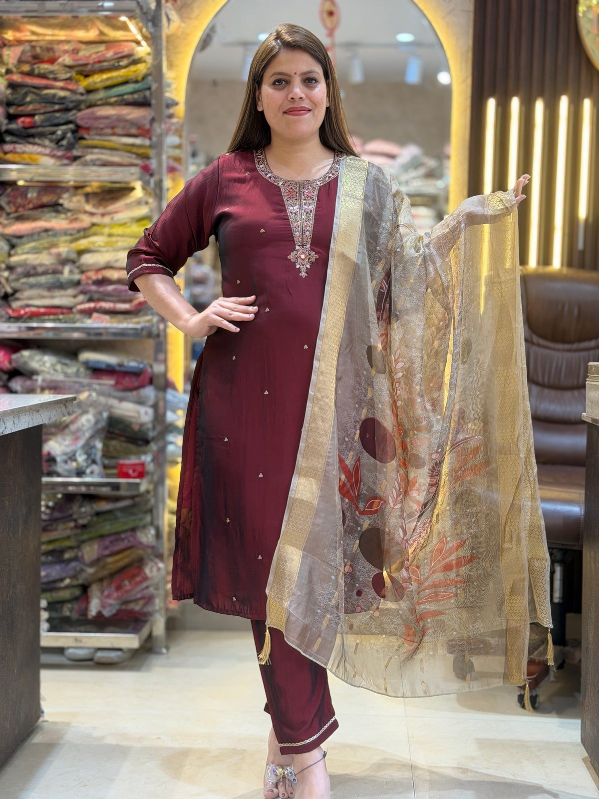 Silk Cotton WIth Jarkan Suit For Your Sargi and Other Party Occasion
