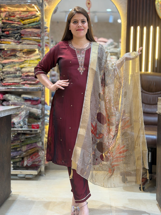 Silk Cotton WIth Jarkan Suit For Your Sargi and Other Party Occasion