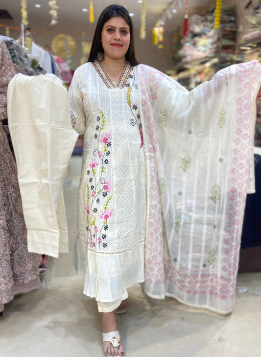 PURE CHIKEN PLUS SIZE MULTI THREAD WORK ANARKALI