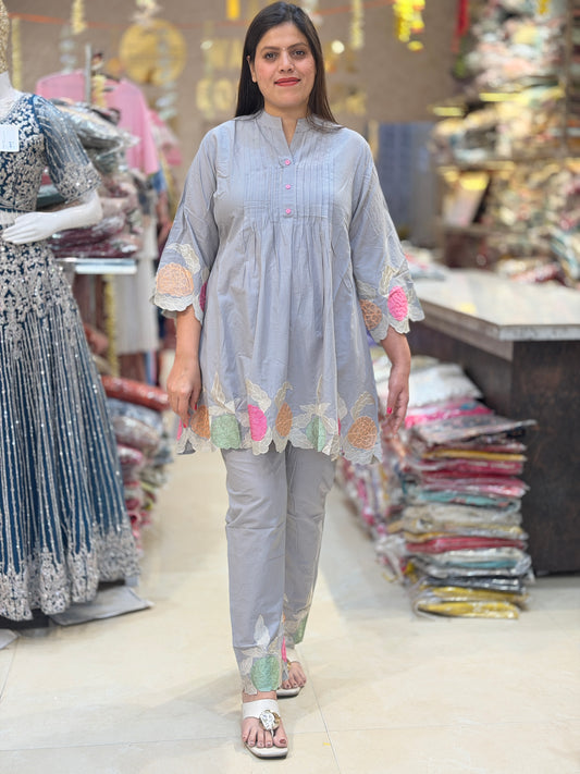 GREY MULTI EMBROIDED CORDSET