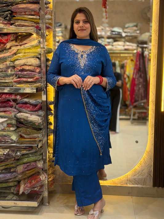 BLUE SEQUENCE DESIGN PARTY WEAR SUIT