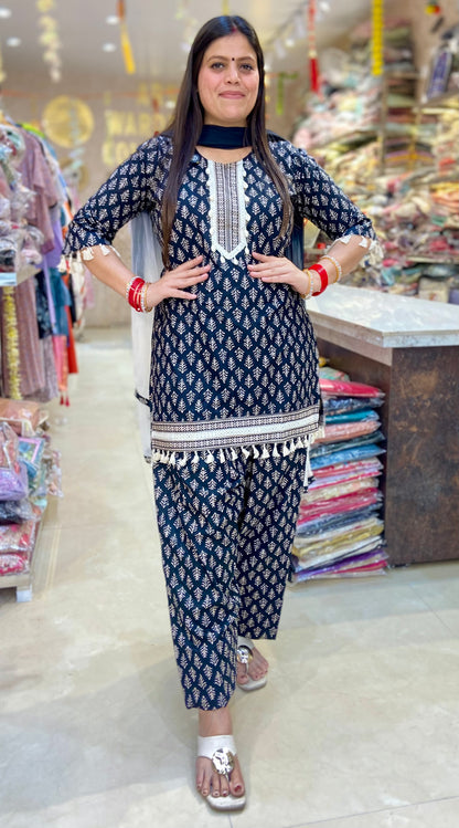 BLACK PURE COTTON SHORT SHIRT WITH FARSHI SALWAR
