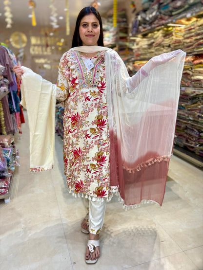 PURE MALL COTTON BEAUTIFUL NECK DESIGN SUIT