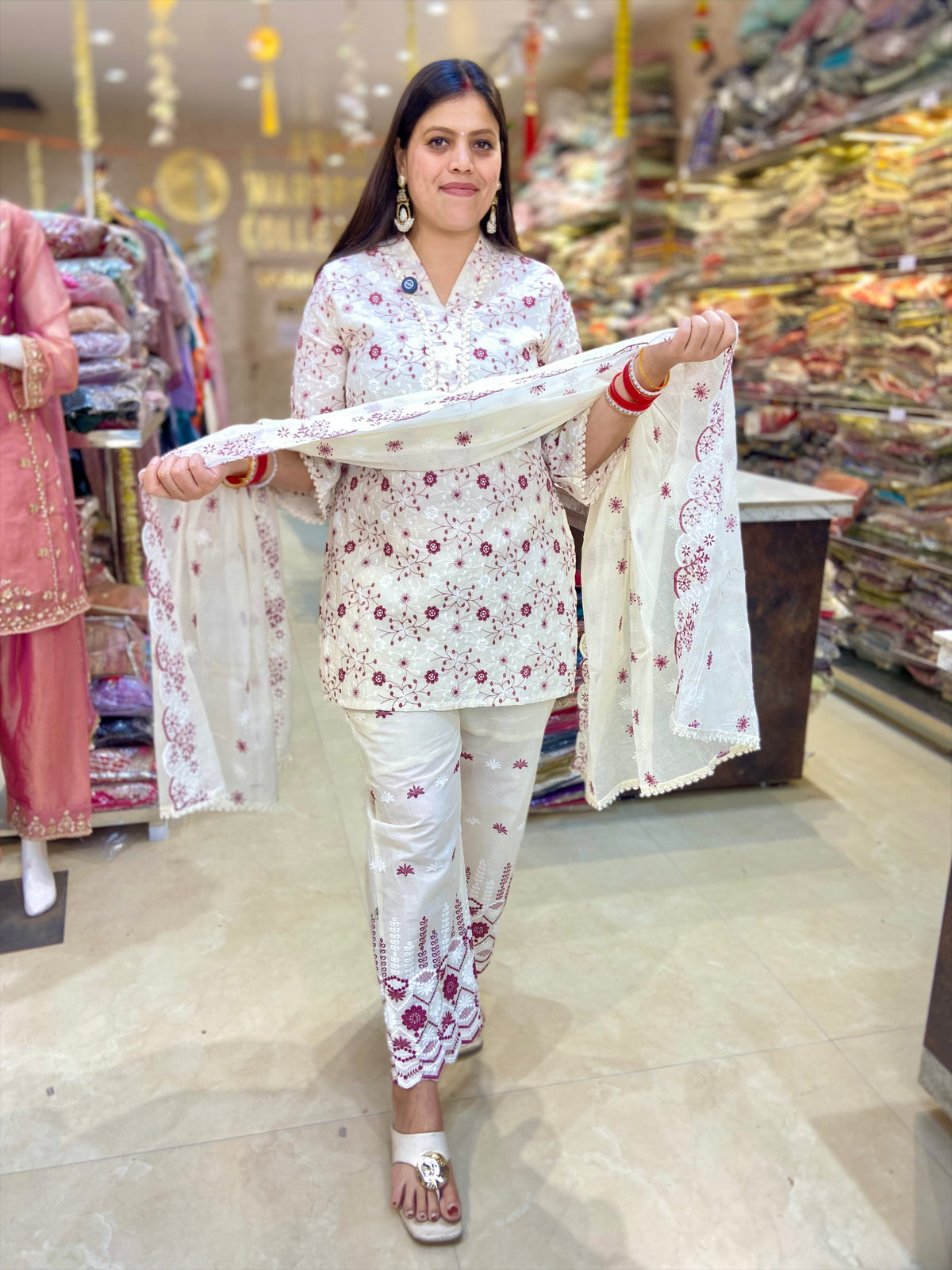FARSHI SALWAR SHIFLI WITH THREAD WORK BEAUTIFUL SUIT FOR WOMEN