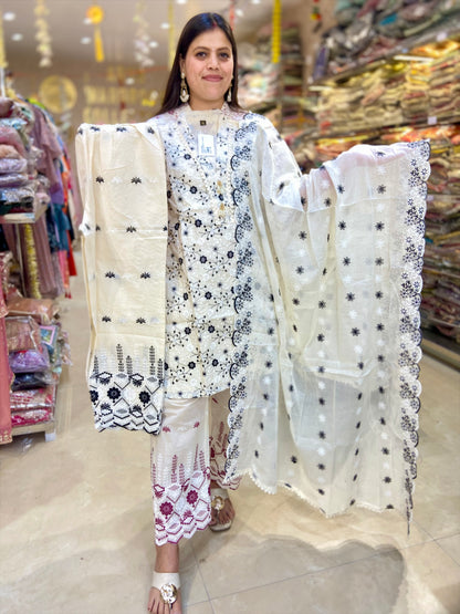 FARSHI SALWAR SHIFLI WITH THREAD WORK BEAUTIFUL SUIT FOR WOMEN
