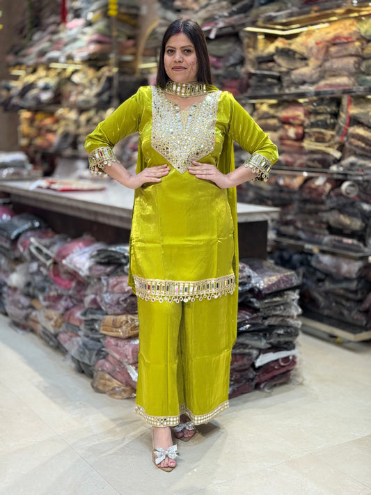 PARTY WEAR GLASS TISSUE SUIT