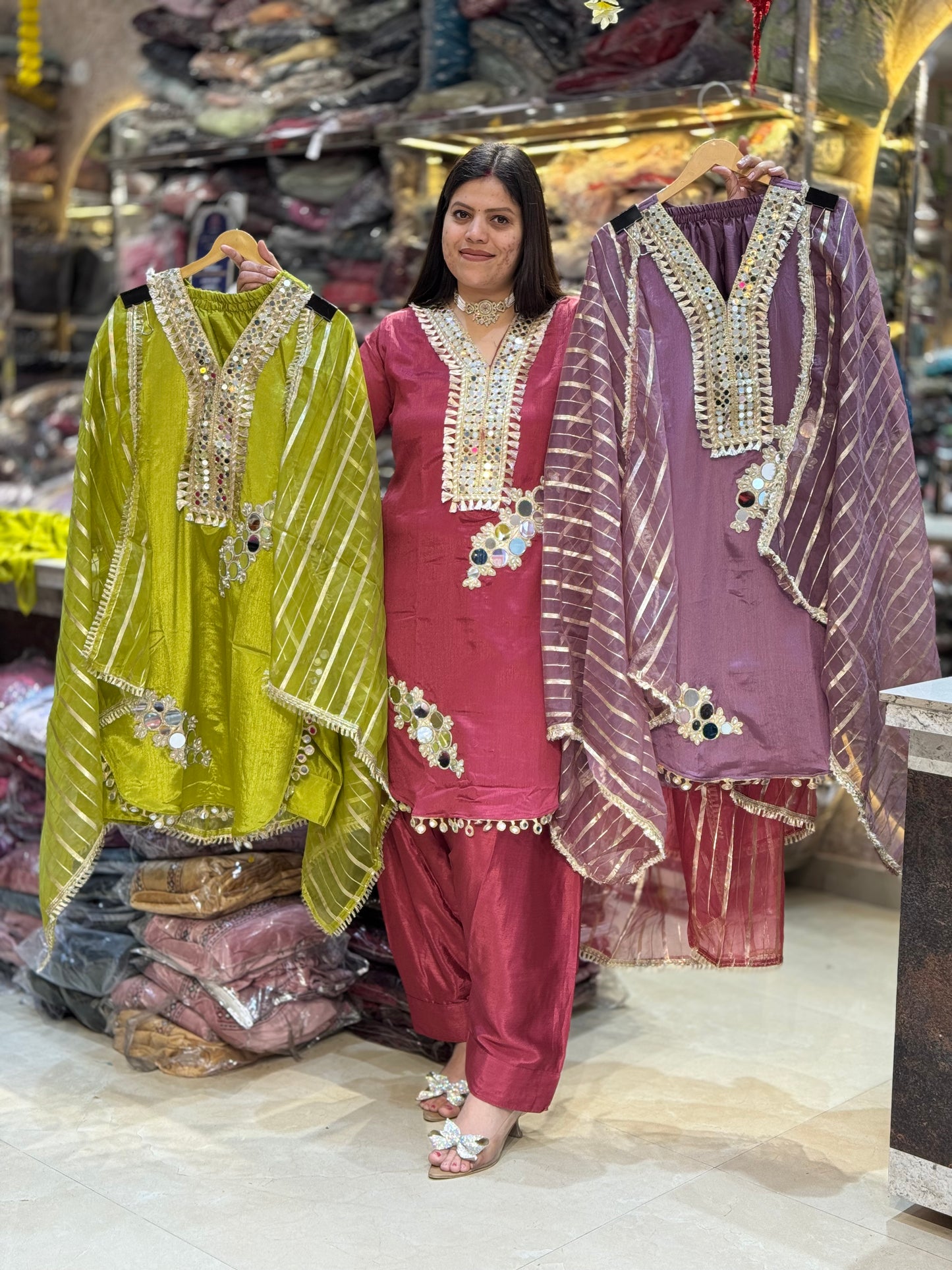 BEAUTIFUL GLASS TISSUE FARSHI SALWAR SUIT