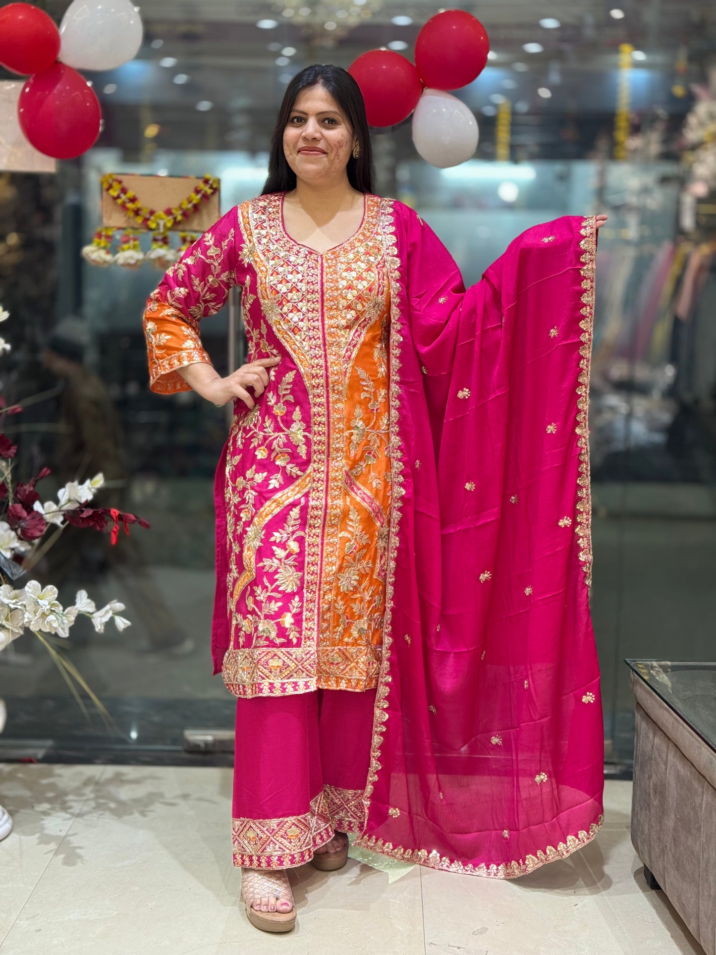 WEDDING WEAR PURE CHINON 3PC SUIT