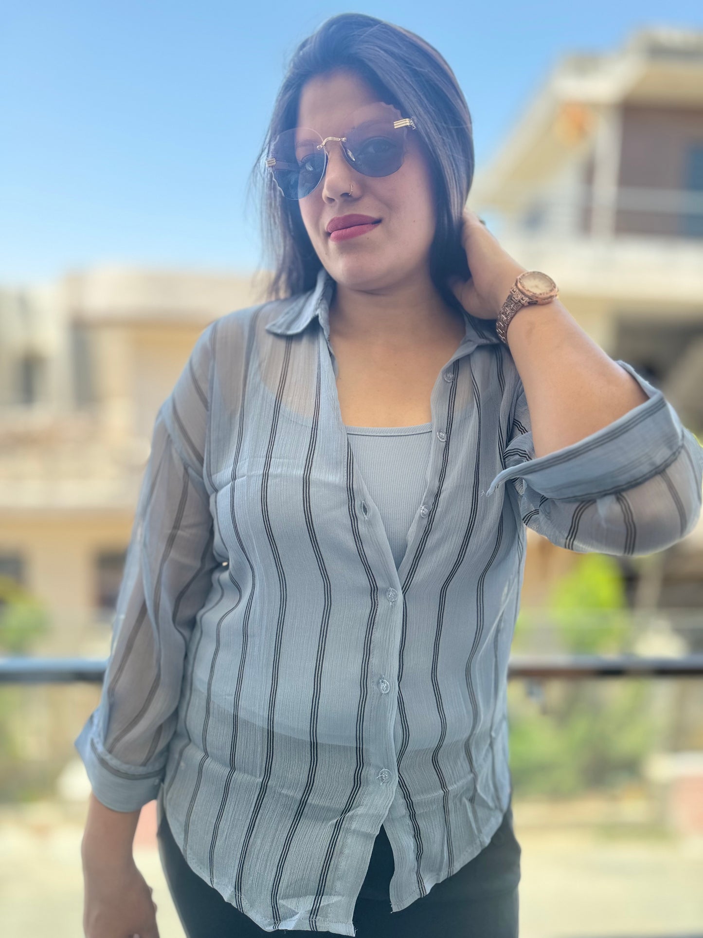 Shrug Chiffon Parallel Shirt