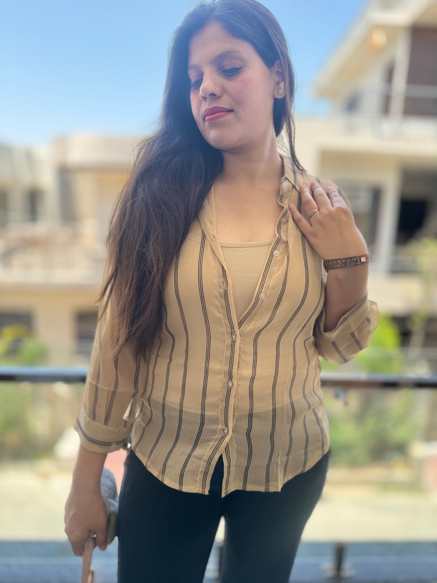 Shrug Chiffon Parallel Shirt