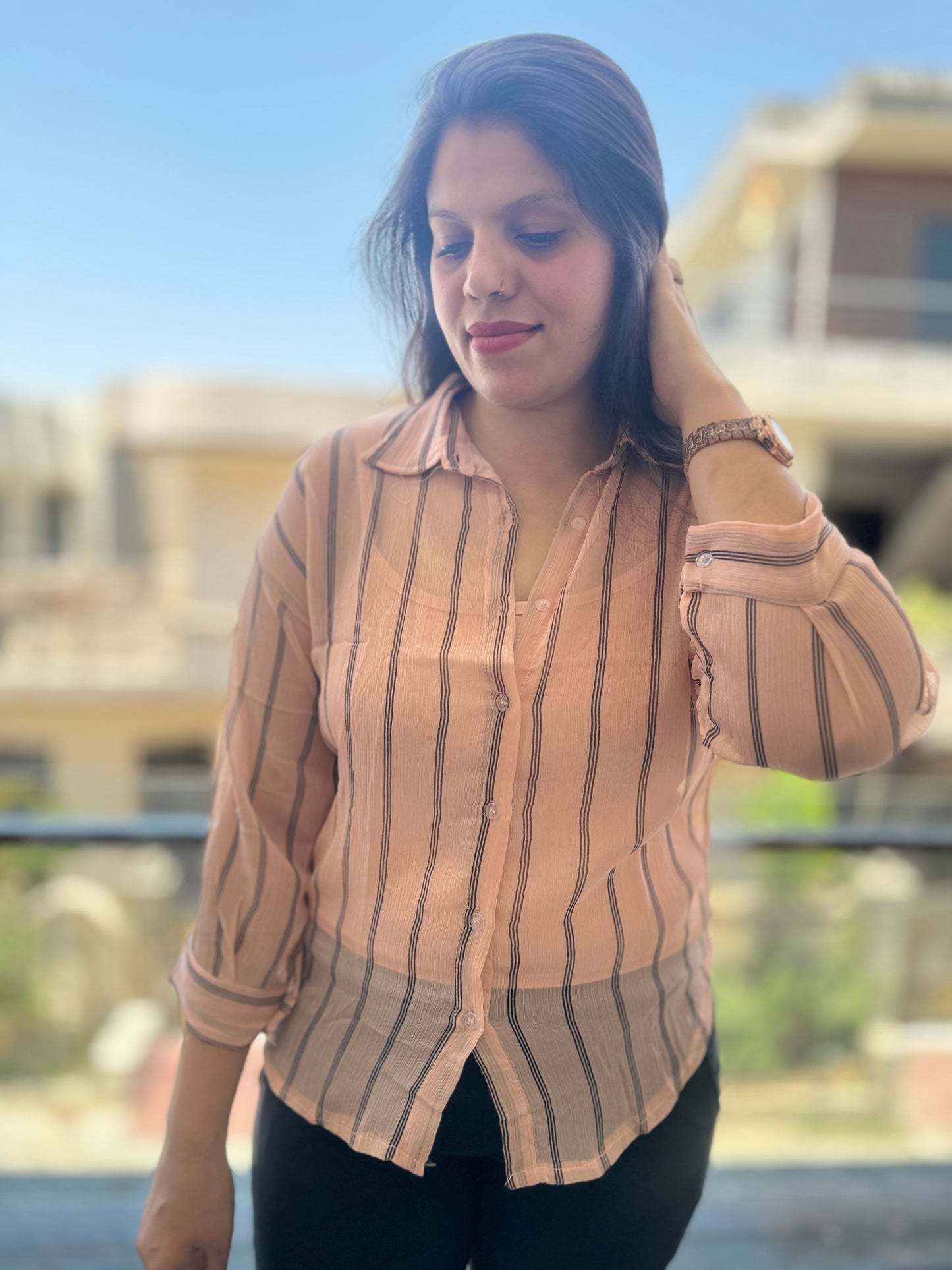 Shrug Chiffon Parallel Shirt