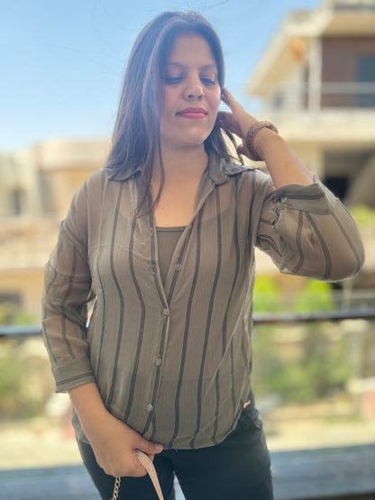 Shrug Chiffon Parallel Shirt