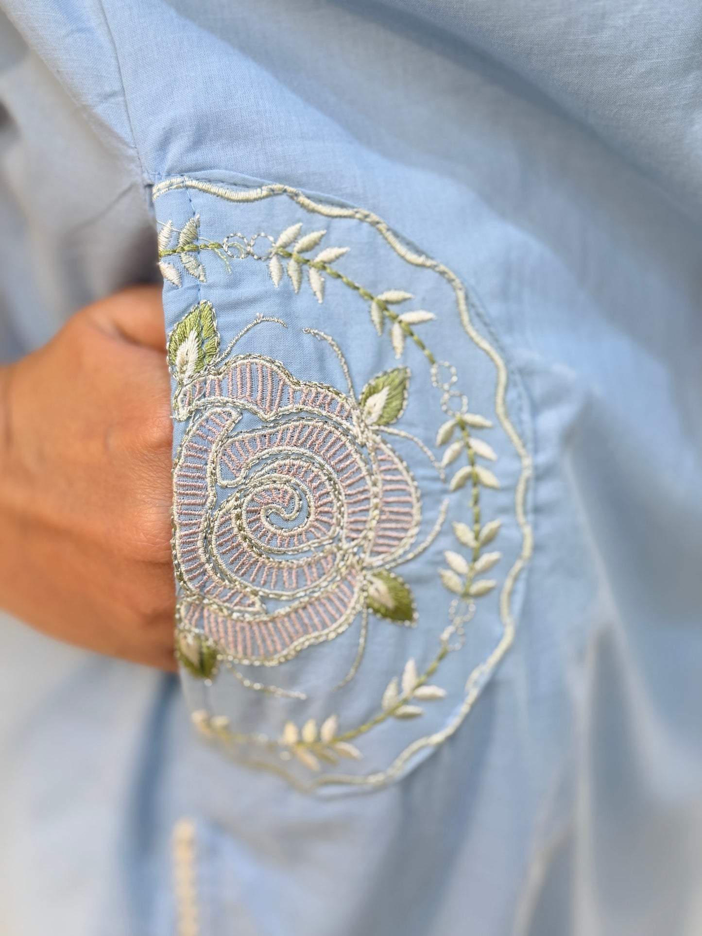 POWDER BLUE NECK DESIGN SUIT