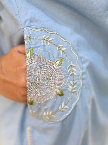 POWDER BLUE NECK DESIGN SUIT