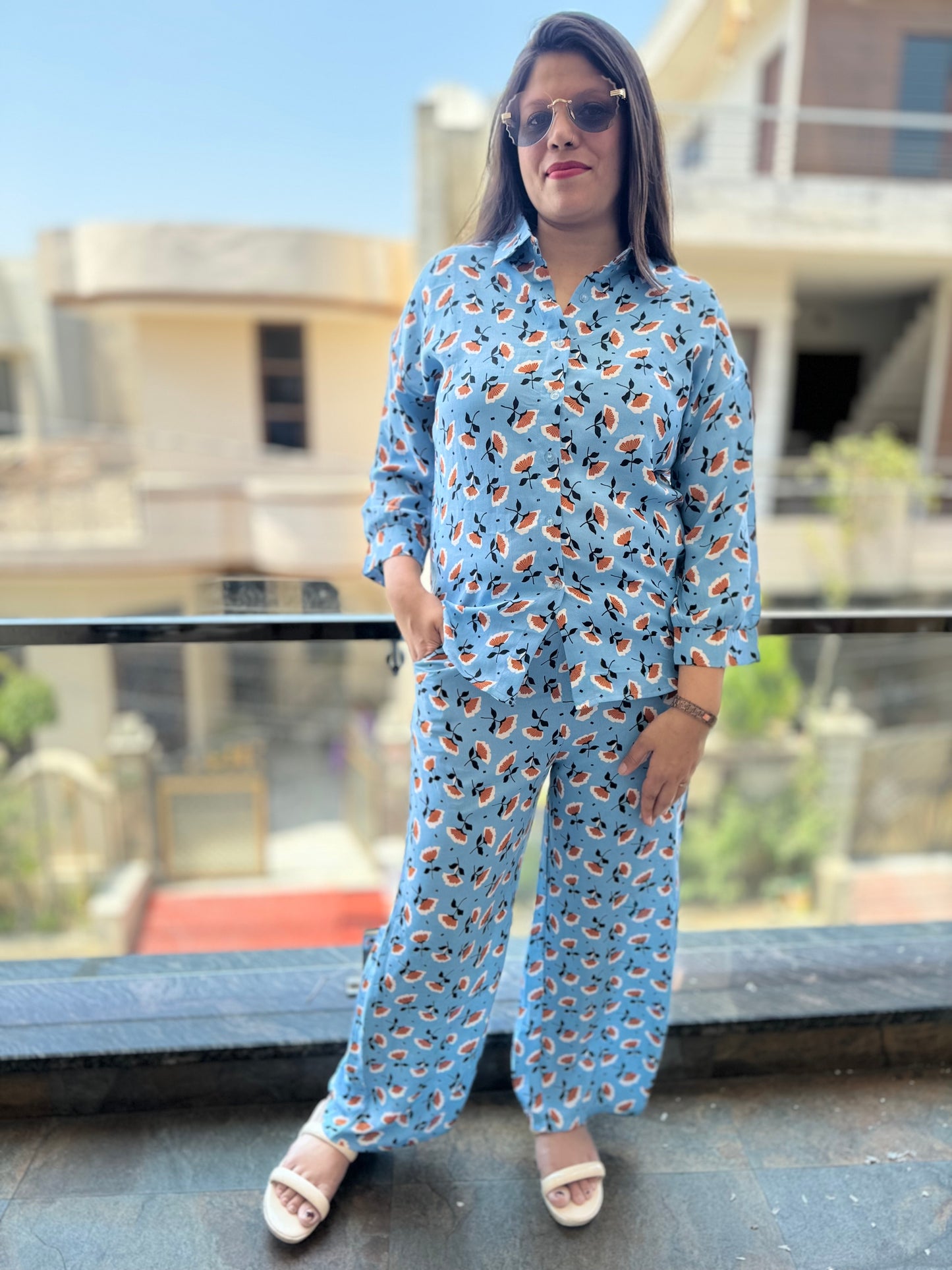 Flower Printed Georgette Cordset