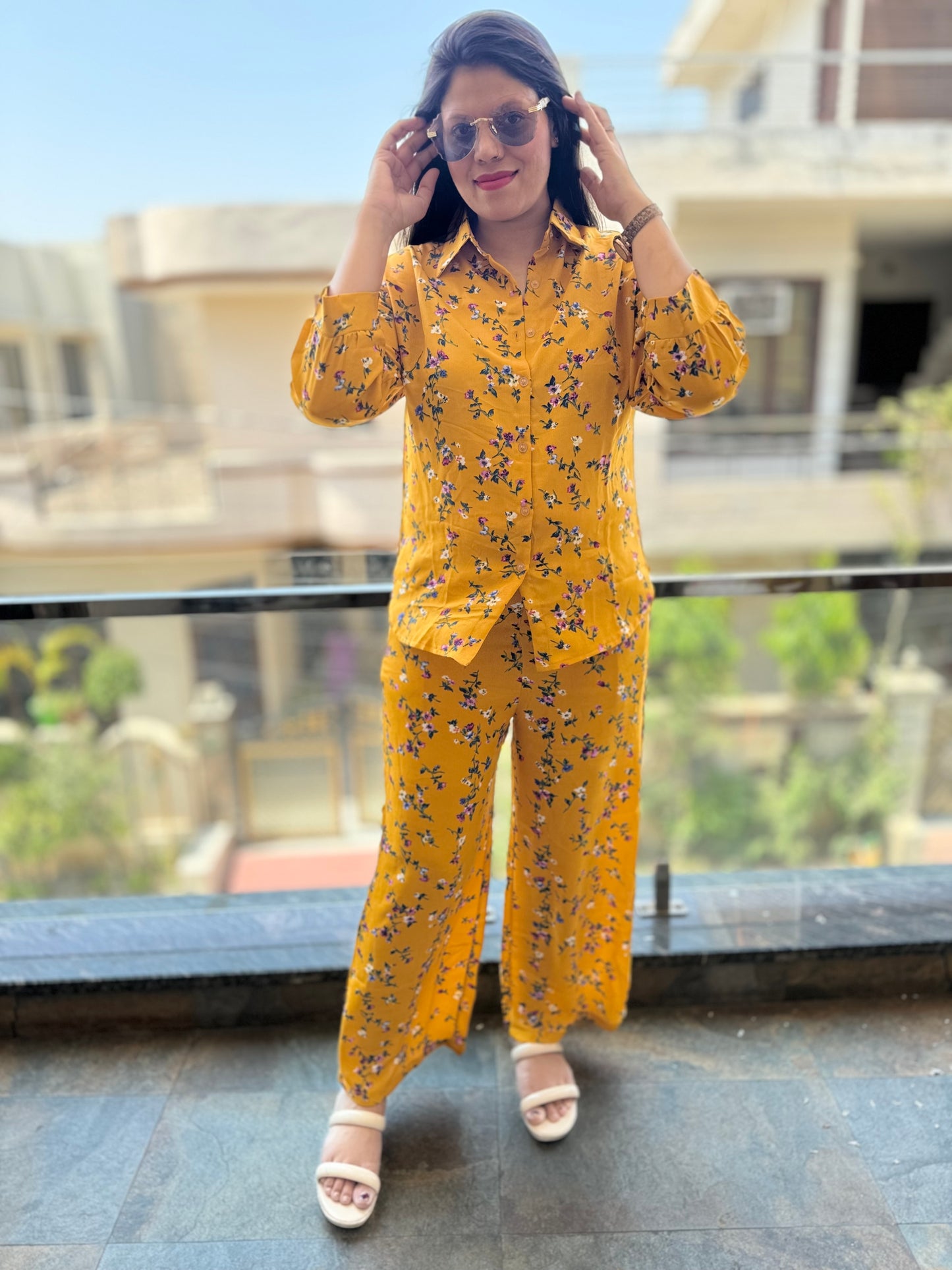 Flower Printed Georgette Cordset