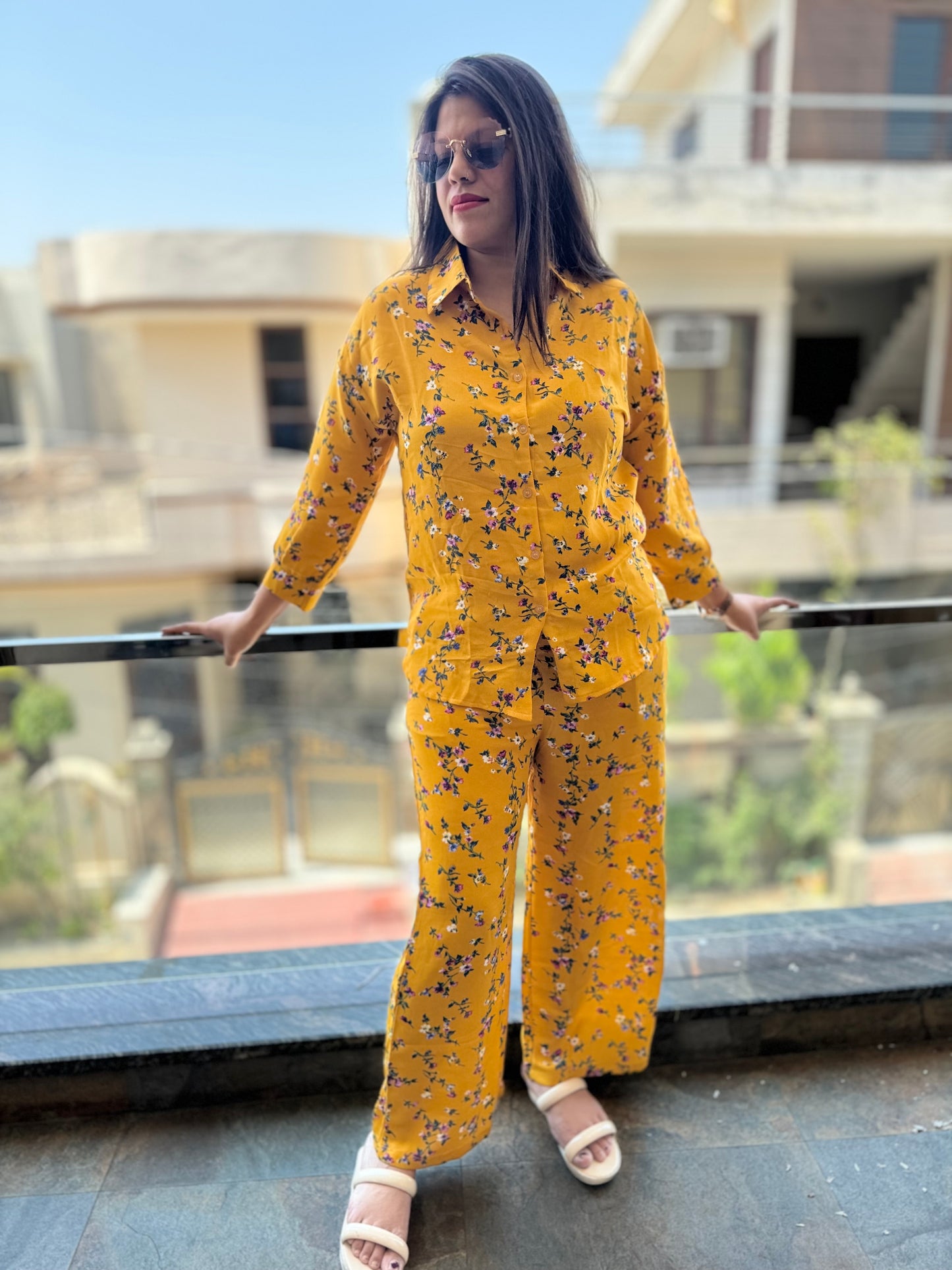 Flower Printed Georgette Cordset