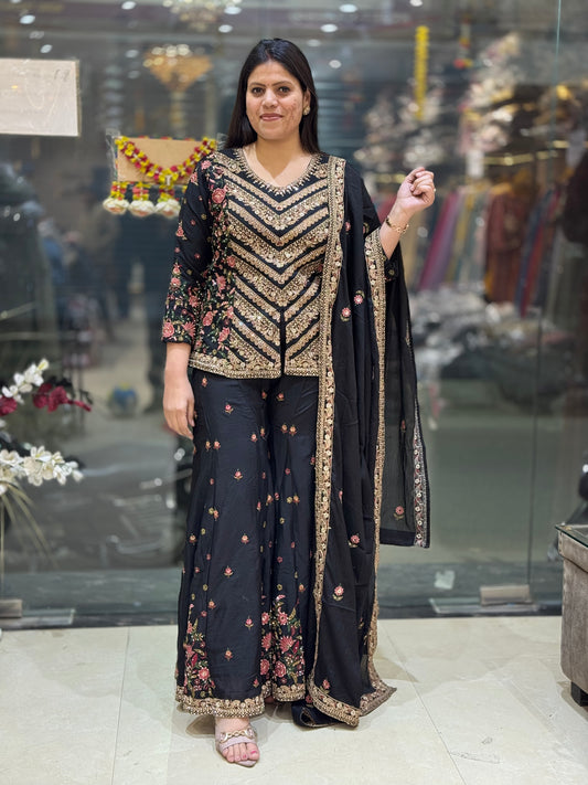WEDDING WEAR KURTI DESIGN WITH SIPI WORK WITH FULL DLAIR JAFFA