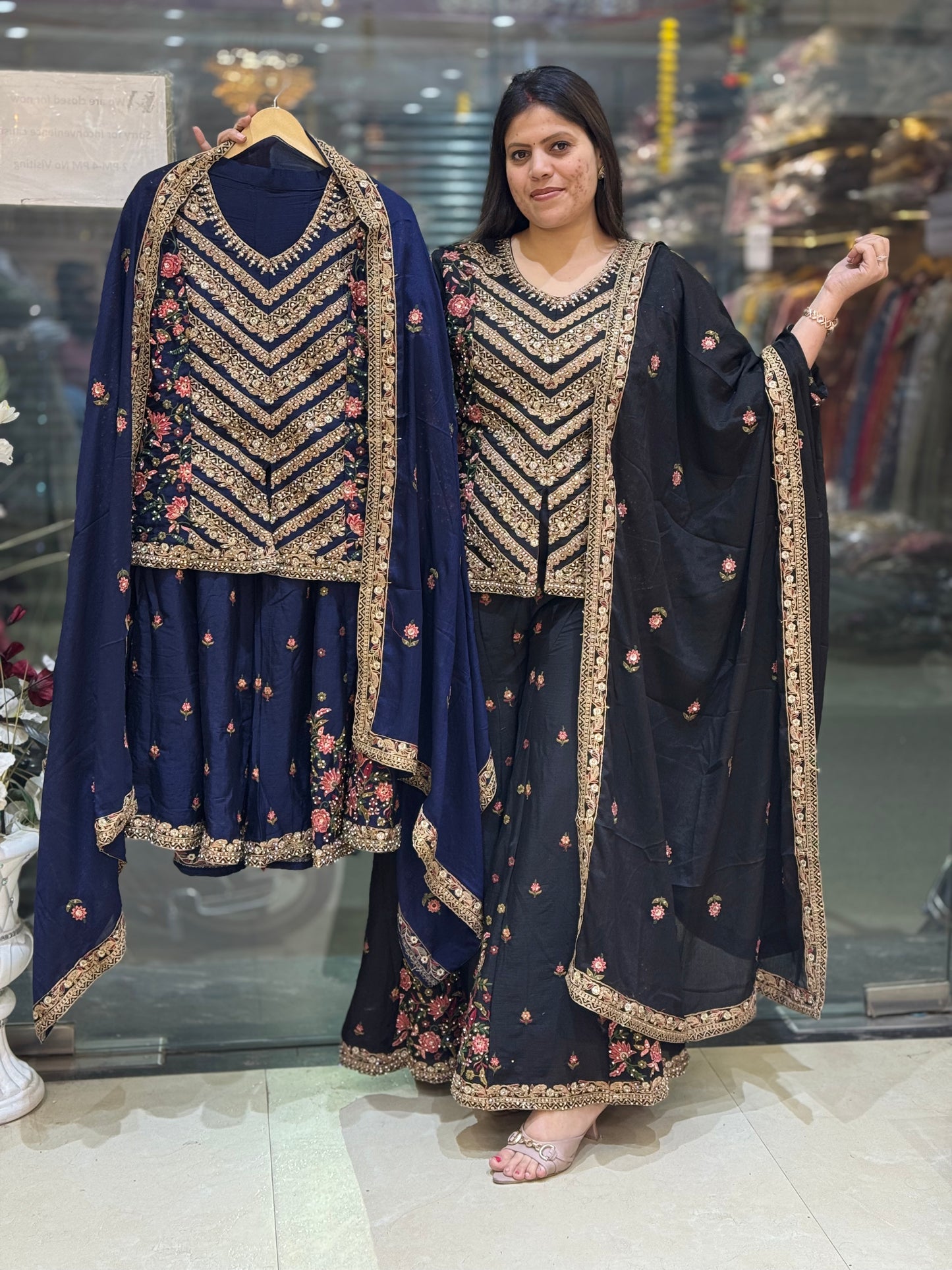 WEDDING WEAR KURTI DESIGN WITH SIPI WORK WITH FULL DLAIR JAFFA