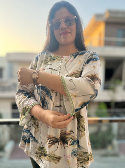 Digital Flower Print Malai Top