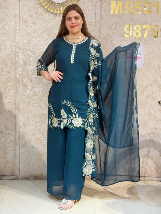 PURE GEORGET NECK DESIGN PLAZZO SUIT
