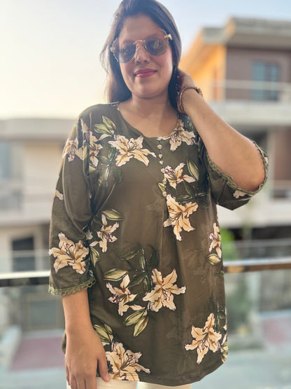 Digital Flower Print Malai Top