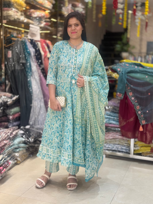 Everyday Cotton Anarkali – Printed Comfort with Ethnic Charm