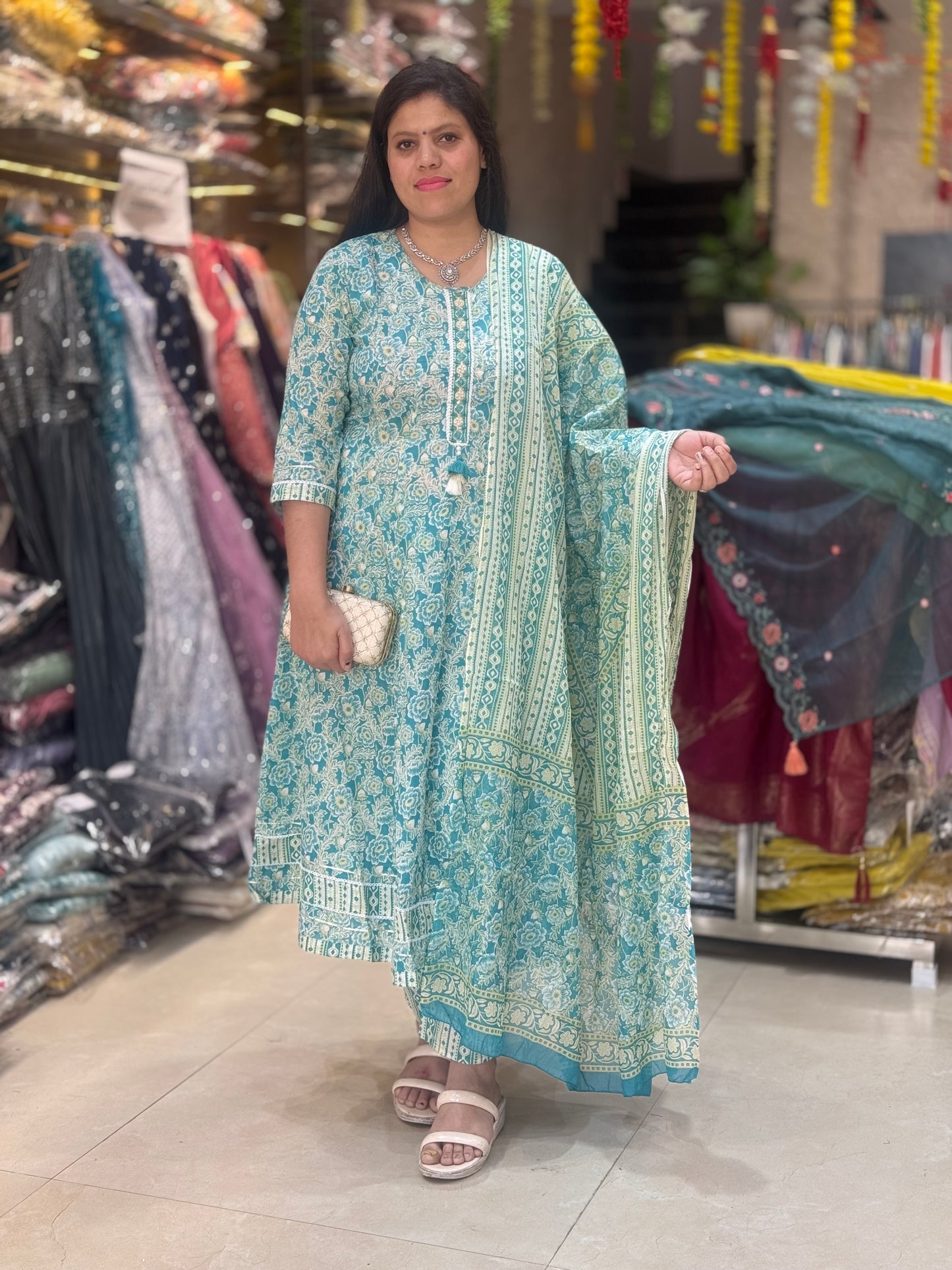 Everyday Cotton Anarkali – Printed Comfort with Ethnic Charm